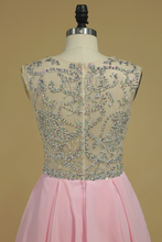 Load image into Gallery viewer, 2024 Homecoming Dresses Scoop Beaded Bodice Short/Mini Chiffon A Line