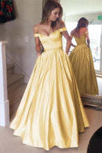 Load image into Gallery viewer, Off The Shoulder Yellow Long Zipper Back Beautiful Prom Dresses