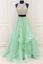 Load image into Gallery viewer, Stunning Sequins And Beaded Top Organza Ruffles Two Piece Prom Dress Prom Dresses RS172
