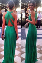 Load image into Gallery viewer, 2023 Sexy Open Back Scoop Chiffon With Ruffles A Line Prom Dresses