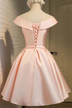 Load image into Gallery viewer, 2023 Off The Shoulder A Line Homecoming Dresses Satin With Sash