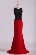 Load image into Gallery viewer, 2024 Column Scoop Spandex With Applique Prom Dresses Sweep Train