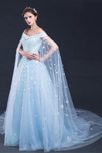Load image into Gallery viewer, 2024 Light Sky Blue Prom Dresses Sweep/Brush Train Tulle Prom Dress/Evening Dress