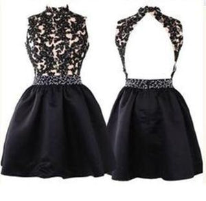 Prom Dress Lace Prom Dress Black Prom Dress Fitted Prom Dress Short Prom Dress RS607