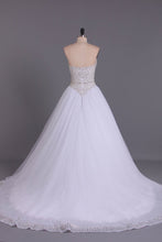 Load image into Gallery viewer, 2024 Sweetheart Bridal Dresses A-Line Tulle White Zipper Back Court Train