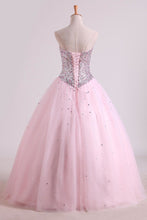 Load image into Gallery viewer, 2024 Awesome Ball Gown Sweetheart Prom Dresses Beaded Floor Length Lace Up