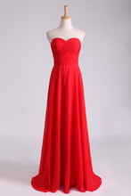 Load image into Gallery viewer, 2024 Prom Dresses Sweetheart Fitted And Pleated Bodice A Line Court Train