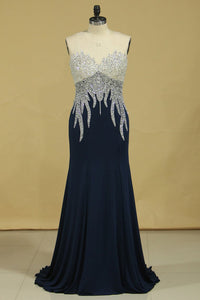 2024 New Arrival Prom Dresses Gorgeous Mermaid Beading Illusion Floor-Length Satin Plus Size