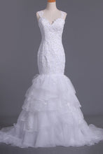 Load image into Gallery viewer, 2024 Wedding Dresses Straps Organza With Applique And Beads Mermaid