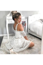 Load image into Gallery viewer, Cute A-Line White Lace Homecoming Dress,Short Prom Dresses