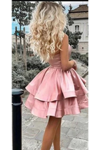 Load image into Gallery viewer, Princess A Line One Shoulder Pink Short Homecoming Dresses