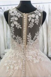 2024 Wedding Dresses Scoop With Applique And Beads Tulle