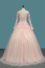 Load image into Gallery viewer, 2024 Ball Gown Long Sleeves V Neck Quinceanera Dresses Tulle With Applique