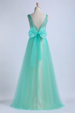 Load image into Gallery viewer, 2024 Prom Dresses Scoop Floor Length Tulle With Beadings