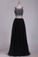 2024 Two Pieces Prom Dress Bateau A Line Tulle With Beading Floor Length