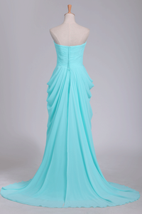 2024 Prom Dresses Sweetheart A Line Chiffon With Beads And Ruffles