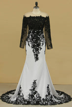 Load image into Gallery viewer, 2024 Sheath Prom Dresses Scoop Long Sleeves Spandex With Applique