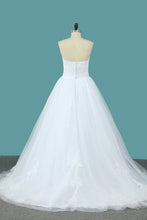 Load image into Gallery viewer, 2024 Tulle A Line Sweetheart Wedding Dress With Applique And Sash