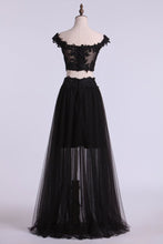 Load image into Gallery viewer, 2024 Two Pieces Prom Dresses Tulle A Line With Applique