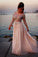 2024 Long Sleeves A-Line/Princess Bateau Beading Floor-Length Chiffon Evening Dress