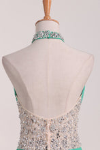 Load image into Gallery viewer, 2024 A Line Halter With Beading Chiffon Sweep Train Prom Dresses