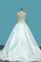 2024 A Line Wedding Dresses Satin V Neck With Beading Sweep Train
