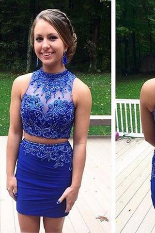 Mermaid Homecoming Dresses Two Pieces Royal Blue Homecoming Dresses RS432