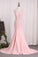 2024 Open Back V-Neck Mermaid Chiffon With Beads And Slit Prom Dresses