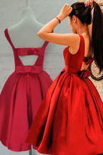 Load image into Gallery viewer, 2024 Sexy Open Back Scoop Cocktail Dresses A Line With Bow Knot Satin