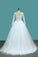 2024 Bateau Long Sleeves A Line Tulle Wedding Dresses With Applique Court Train