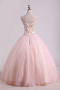 2024 Ball Gown Tulle With Beading Floor Length Quinceanera Dresses