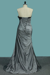 2024 Hot Sale Strapless Taffeta Prom Dresses Mermaid Sweep/Brush Classic Style