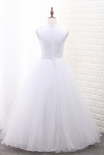 Load image into Gallery viewer, 2023 A Line Scoop Flower Girl Dresses Tulle With Handmade Flower Ankle Length