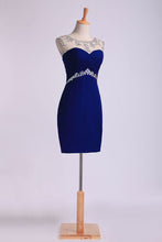 Load image into Gallery viewer, 2024 Sexy Sheath/Column Homecoming Dresses Scoop Short/Mini Open Back With Beads