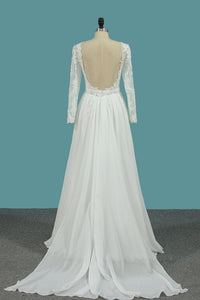 2024 Long Sleeves A Line Scoop Wedding Dresses With Applique And Sash