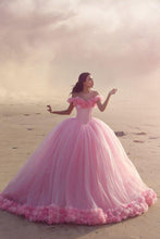 Load image into Gallery viewer, 2024 Off The Shoulder Ball Gown Quinceanera Dresses Tulle With Handmade Flower