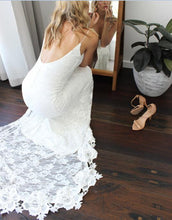 Load image into Gallery viewer, Romantic Boho Backless Lace Mermaid Elegant Ivory Wedding Dress RS151