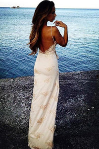 Spaghetti Straps Sweetheart Split Front Backless Lace Mermaid Appliques Prom Dresses RS493