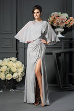 Load image into Gallery viewer, Elegant A-Line Grey One Shoulder Sleeveless Beads Slit Chiffon Mother of the Bride Dresses RS224