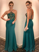 Load image into Gallery viewer, Halter Beaded Evening Dress Fashion Prom Dress Sexy Custom Made Prom Dresses RS606