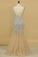 2024 V Neck Prom Dresses Open Back Beaded Bodice Mermaid Tulle Floor Length