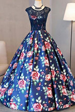 Load image into Gallery viewer, 2023 Ball Gown Scoop Lace Floral Print Floor-Length Chic Prom Dress Evening Dress