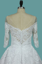 Load image into Gallery viewer, 2024 Wedding Dresses A Line Mid-Length Sleeves Tulle With Applique