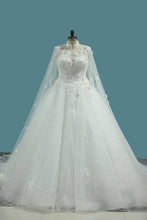 Load image into Gallery viewer, 2024 Luxurious Wedding Dresses High Neck Tulle With Sequins Beads Crystals Lace Up