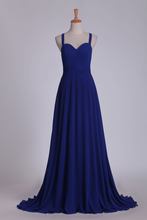 Load image into Gallery viewer, 2024 Straps Bridesmaid Dresses Open Back A Line Chiffon