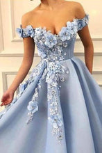 Load image into Gallery viewer, 2024 Off The Shoulder A Line Prom Dresses Organza With Flower Appliques