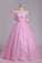2024 Wedding Dresses Boat Neck Half Sleeves Floor Length Organza & Lace With Applique