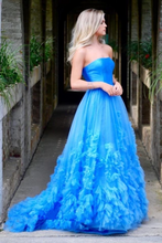 Load image into Gallery viewer, A-Line Strapless Long Prom Dress With Train