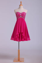 Load image into Gallery viewer, 2024 Splendid A Line Short Homecoming Dresses Beaded Bodice With Layered Chiffon Skirt