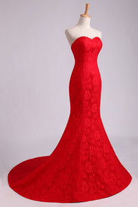 2024 Evening Dresses Mermaid/Trumpet Sweetheart Lace Court Train